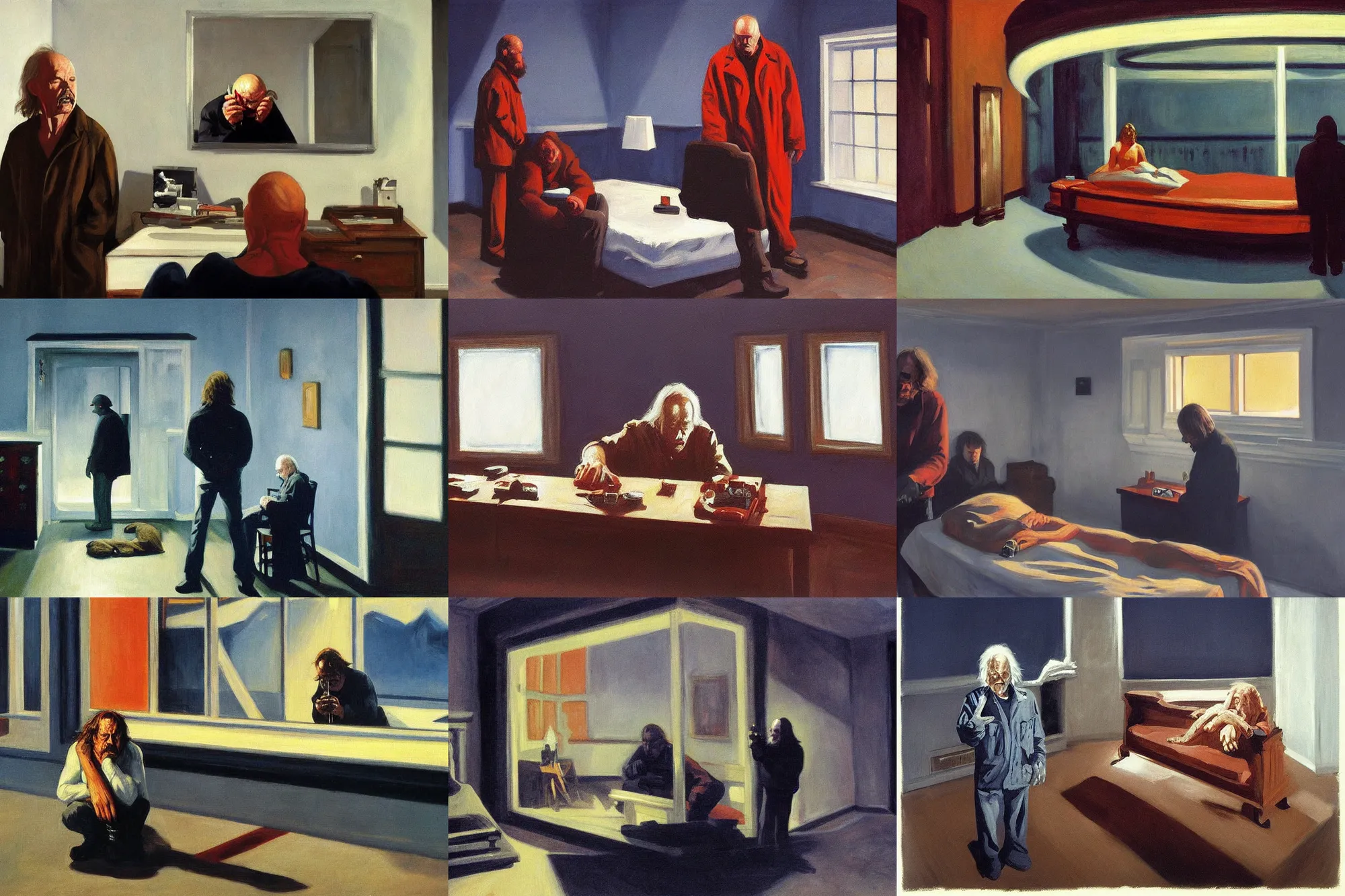 Prompt: John Carpenter's The Thing, painted by Edward Hopper