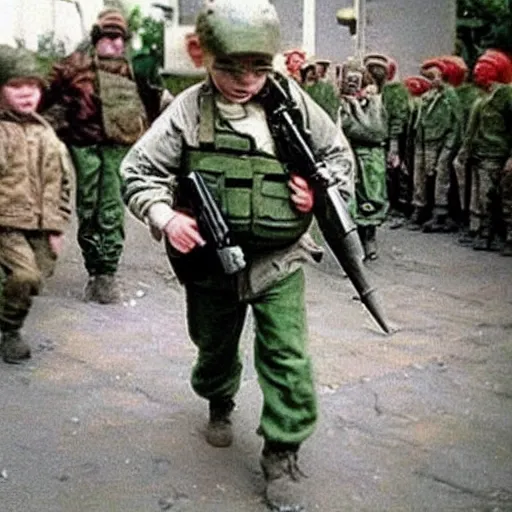 Image similar to “ stuart little leading the ukrainian militia ”