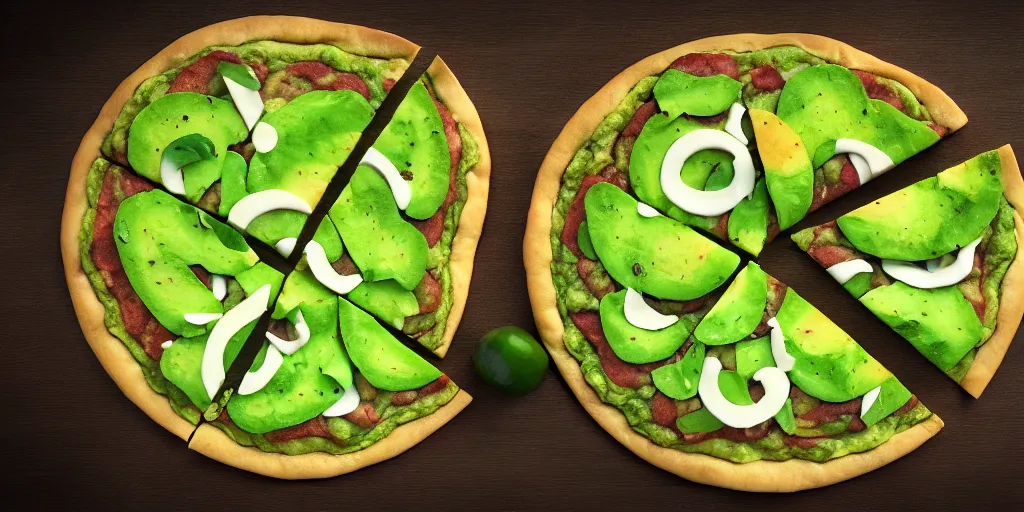 Prompt: avocado pizza, 3 d render, highly detailed, 8 k