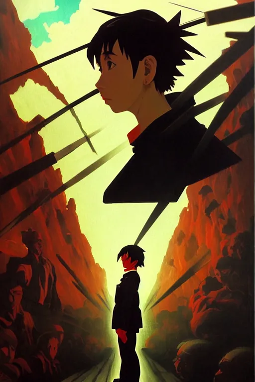 Image similar to baroque oil painting of anime key visual concept art of an ingsoc propaganda poster 1 9 8 4 colorized, facism nationalism dictator, acrylic painting, trending on pixiv fanbox, palette knife and brush strokes, style of makoto shinkai jamie wyeth james gilleard edward hopper greg rutkowski studio ghibli genshin impact