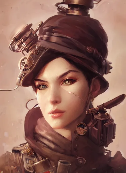 Prompt: portrait of a steampunk girl by Artgerm and Greg Rutkowski , digital painting, highly detailed, trending on artstation