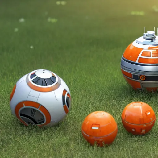 Image similar to bb 8 and hal 9 0 0 0 having a picnic, octane render, unreal engine, 8 k, hyperrealistic, photorealism