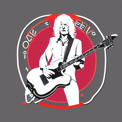 Prompt: jimmy page from led zepelin playing - guitar - solo, sticker - art, svg vector, adobe - illustrator