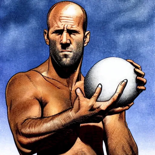 Prompt: Jason Statham pondering his Orb by Todd Lockwood