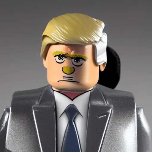 Image similar to donald trump as a lego figure, hyper realistic, ultra detailed, octane render, 8 k, realistic materials, studio lighting, 8 0 mm lens