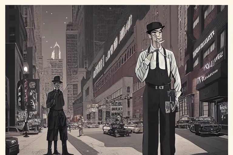 Image similar to a personified llama wearing a 1 9 4 0's noire detective outfit, standing in the streets of chicago at night looking at a crime scene, crime scene photography by moebius, junji ito, tristan eaton, victo ngai, artgerm, rhads, ross draws, hyperrealism, intricate detailed, risograph