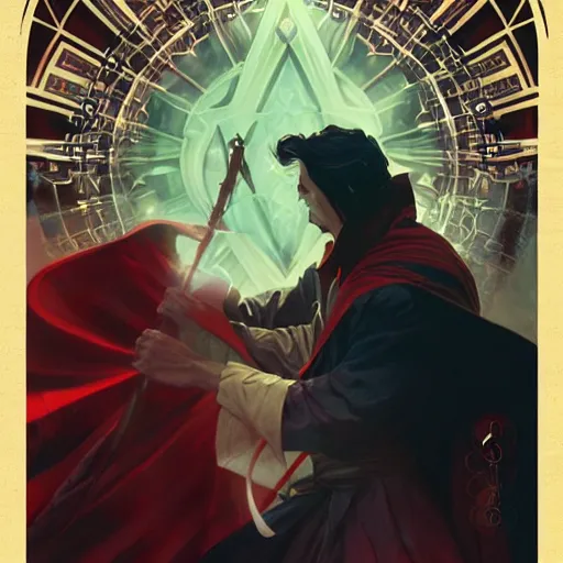 Prompt: evil dr strange doing satanic ritual elegant, digital painting, highly detailed, fantasy, artstation, concept art, smooth, sharp focus, illustration, art by artgerm and greg rutkowski and alphonse mucha