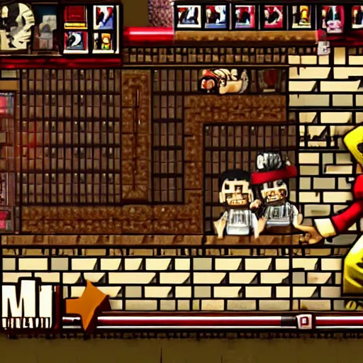 Image similar to in-game screenshot of kiryu kazuma from yakuza in the video game spelunky 2