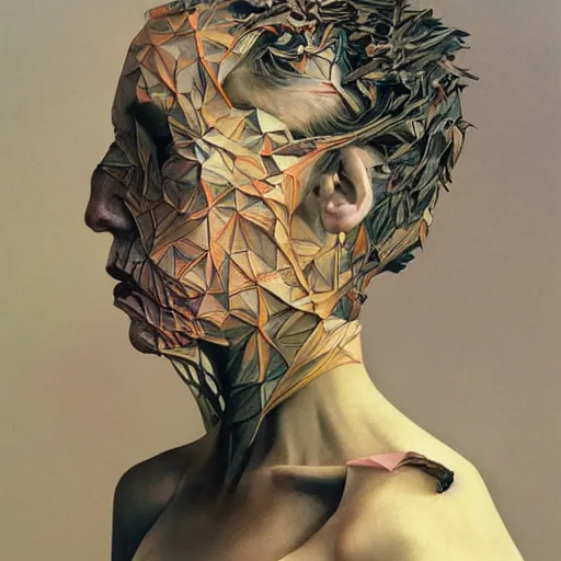 Image similar to low poly by zdzisław beksinski, iris van herpen, artgerm, raymond swanland and alphonse mucha. highly detailed, hyper real, beautiful