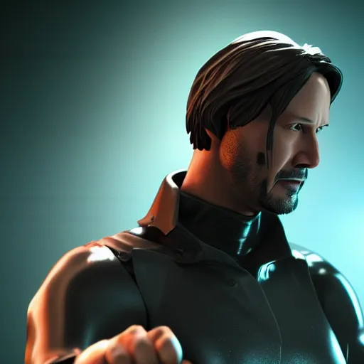 Prompt: Keanu Reeves as a super-hero, figurine, studio lighting, blender, octane render, high quality, high detailed, 8k, artstation,