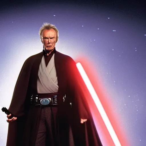 Prompt: clint eastwood as a jedi in star wars episode 3, 8k resolution, full HD, cinematic lighting, award winning, anatomically correct