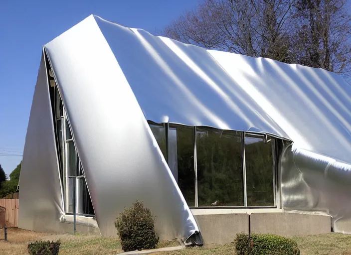 Image similar to house wrapped in foil