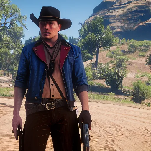 Image similar to Elon musk in red dead redemption 2 4K detail