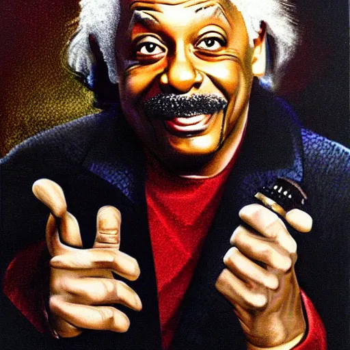 Prompt: chris tucker einstein portrait