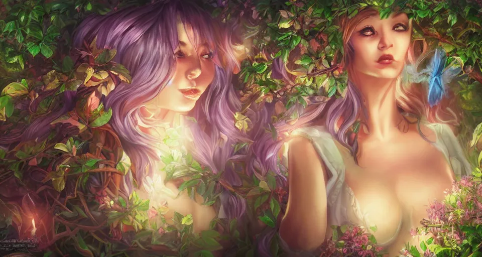 Image similar to Enchanted and magic forest, by ARTGERM