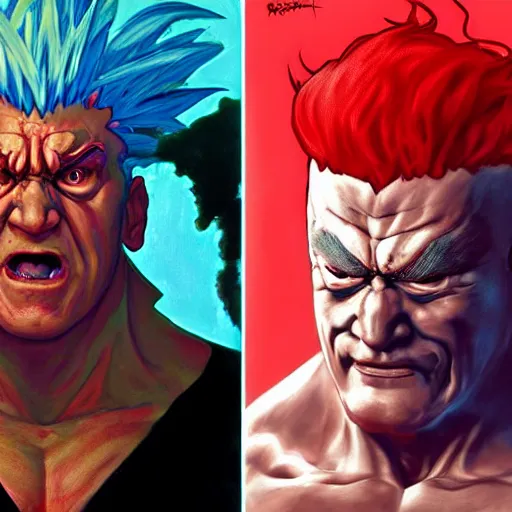 Image similar to david lynch as akuma street fighter, 4 k, ultra realistic, detailed focused art by artgerm and greg rutkowski and alphonse mucha