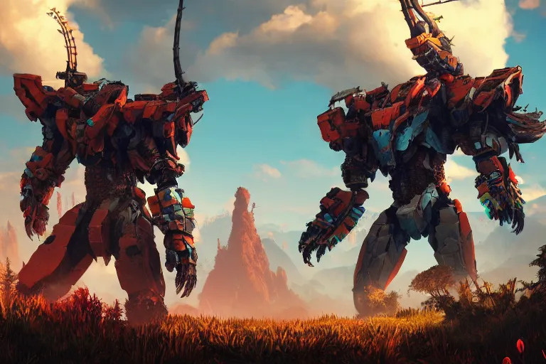 Image similar to ravager machine mecanical creature robot of horizon forbidden west horizon zero dawn bioluminiscence global illumination ray tracing hdr fanart arstation by ian pesty and alena aenami artworks in 4 k