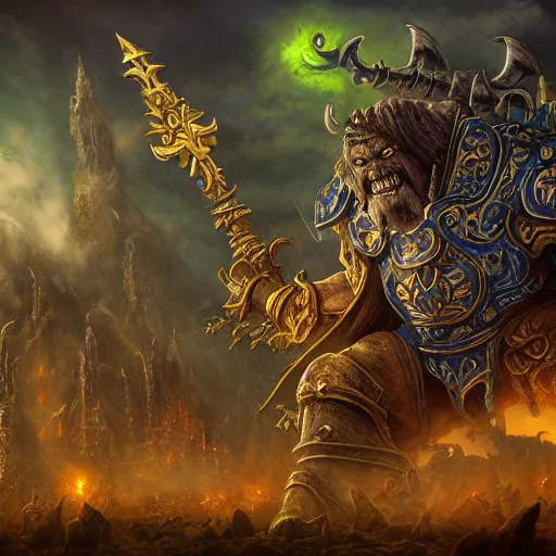 Prompt: iconic Warcraft III artwork, insanely detailed and intricate, golden ratio, elegant, ornate, unfathomable horror, elite, ominous, haunting, matte painting, cinematic, cgsociety, Andreas Marschall, James jean, Noah Bradley, Darius Zawadzki, vivid and vibrant