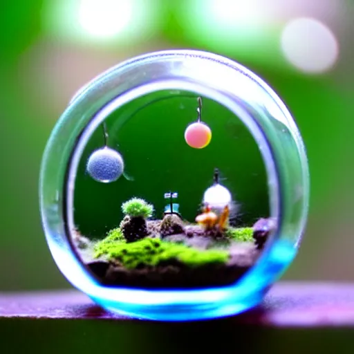 Image similar to a cute tiny world in a closed terrarium