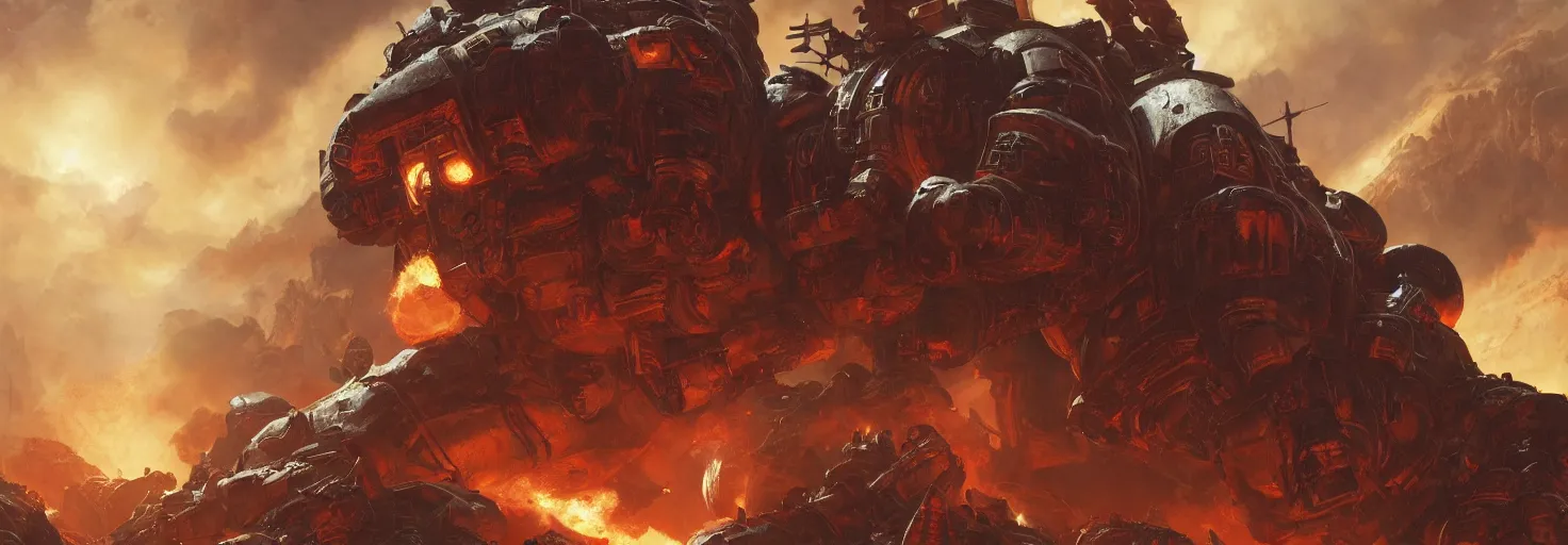 Prompt: 4 0 k space marine, closeup, hell background, cataclysmic, epic shot, cinematic lighting, 8 k, octane render, ultra detailed, art by artgerm and greg rutkowski and alphonse mucha, artstation