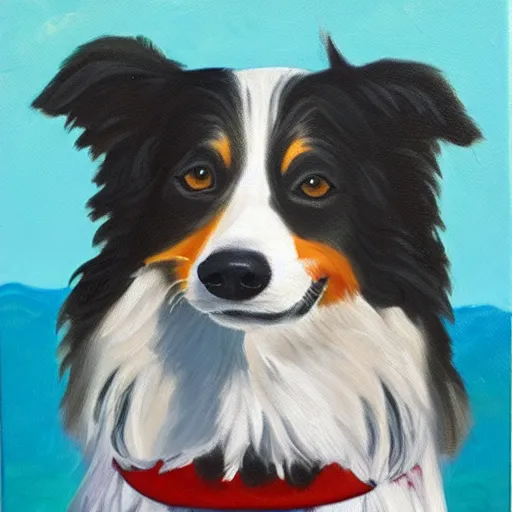 Image similar to a border collie in a pirate costume, oil painting