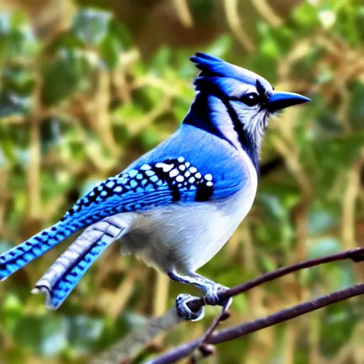 Image similar to blue jay with spaghetti in beak