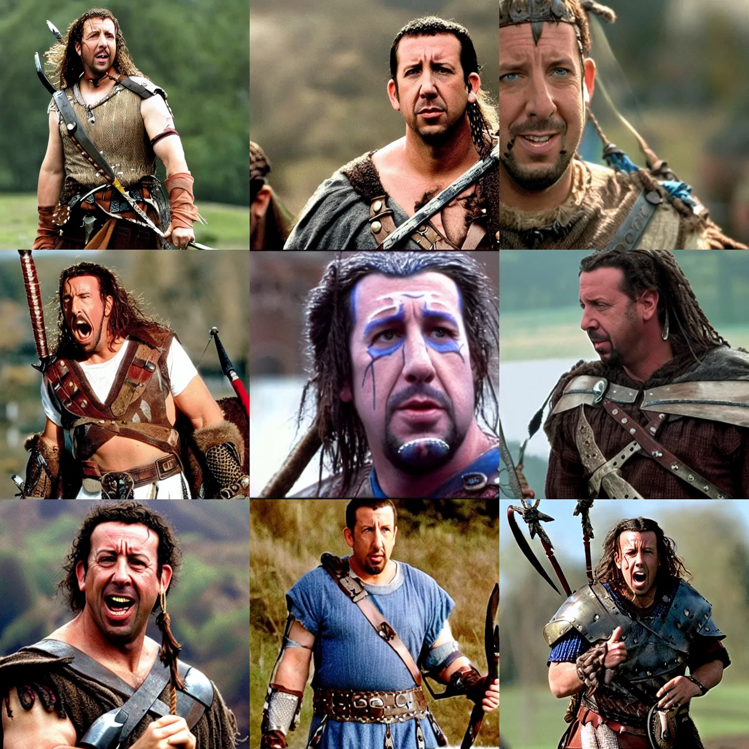 Prompt: adam Sandler as braveheart