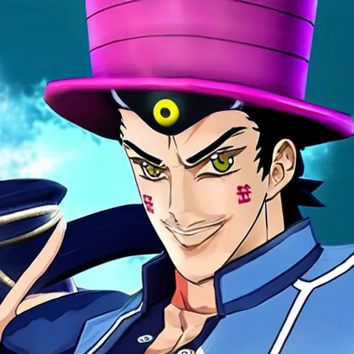 Image similar to jotaro from jojo's bizarre adventure in genshin impact game