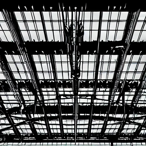 Image similar to inside of an aircraft control tower with windows looking out to an airport, black and white, comic book style, insanely detailed, very intricate, high contrast