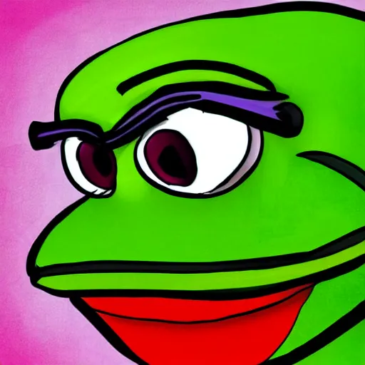Prompt: A colorful pepe the frog clown, digital art, crazy, funny, stupid