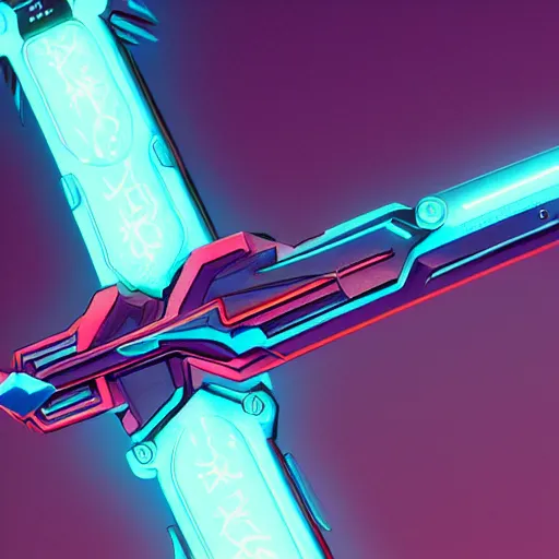 Image similar to professional concept art of a futuristic sword, super detailed, intricate, neon light blue color, dramatic light, weapon studio, trending on artstation 8 k hd