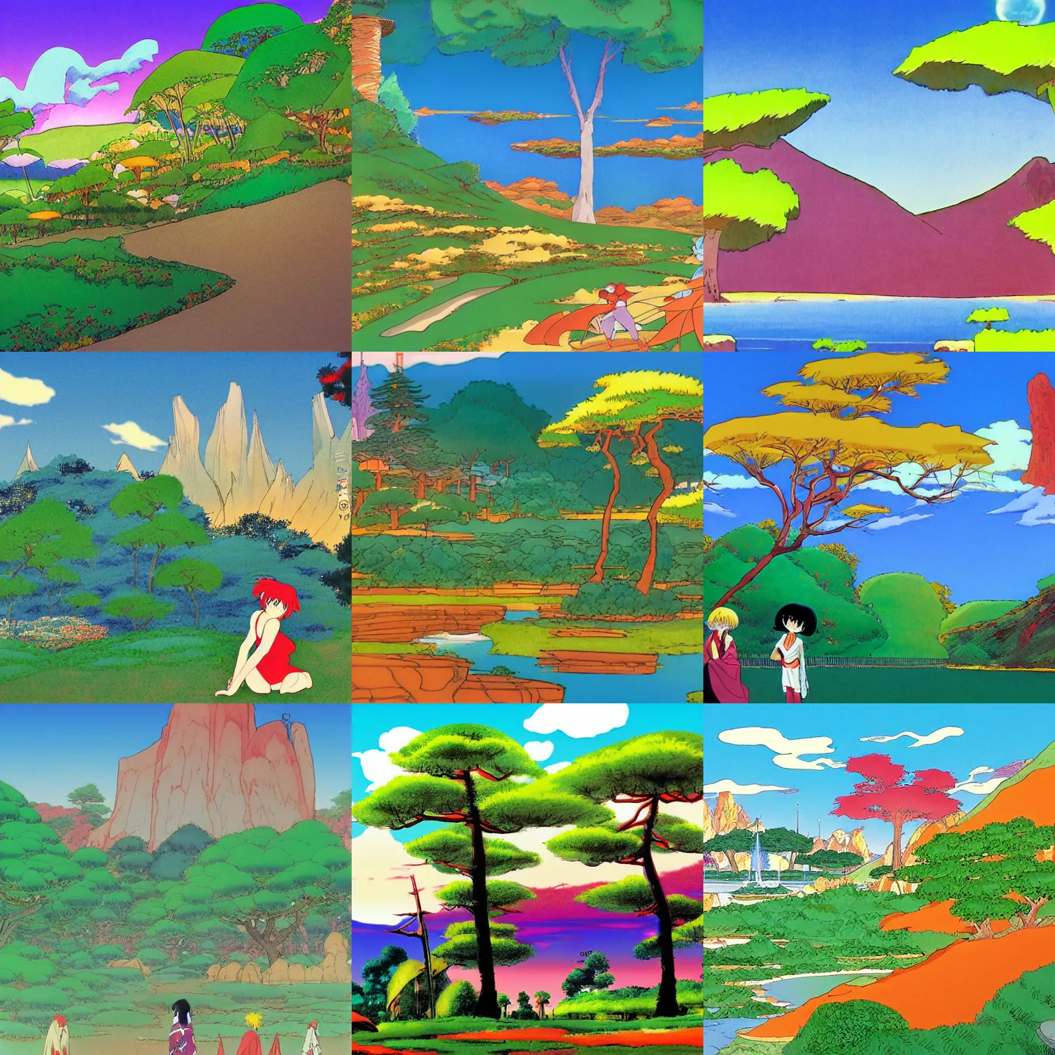 Prompt: background landscape by by rumiko takahashi by hanna - barbera by evariste vital luminais