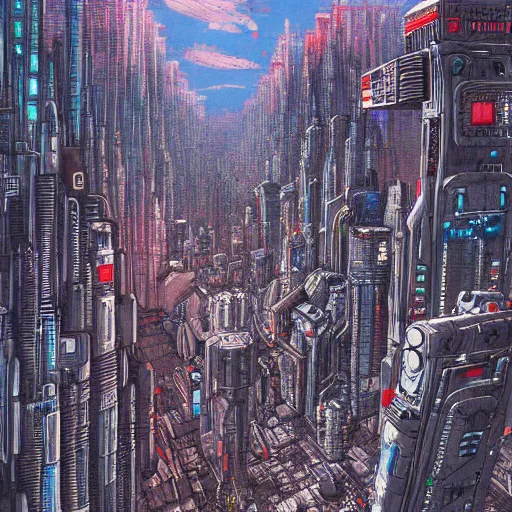 Image similar to highly detailed futuristic city akira cityscape, katsuhiro otomo style painting