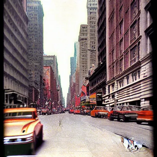 Image similar to Beautiful colored-photo cameraphone 1929 soft Photograph of 1990 New York city street