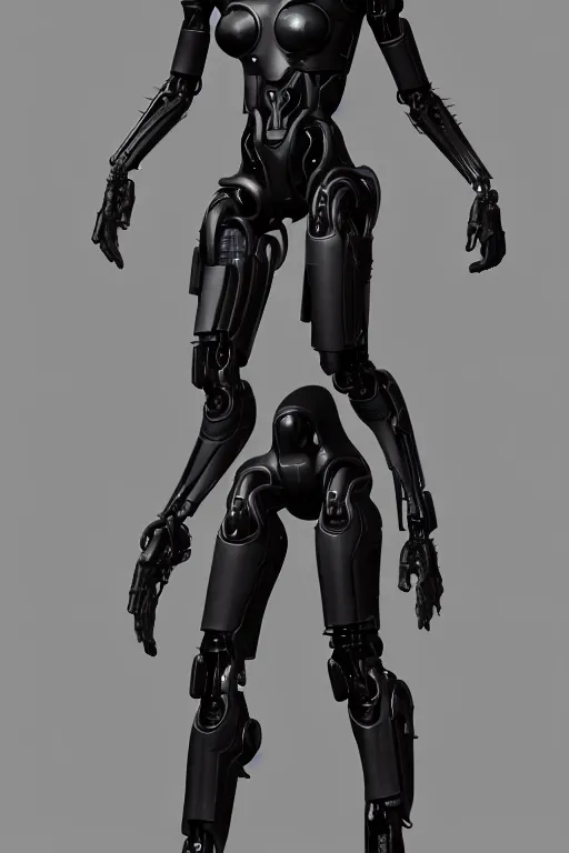 Prompt: A black cute cyborg, by weta digital workshop, character model sheet turnaround, studio lighting, frontal and side and three quarters view, arnold 3 materials, octane render and unreal engine, trending in Artstation and CGSociety, official media, white background, detailed skin, simpe hands, short hair, by Artgerm and Alphonse Mucha and zaha hadid