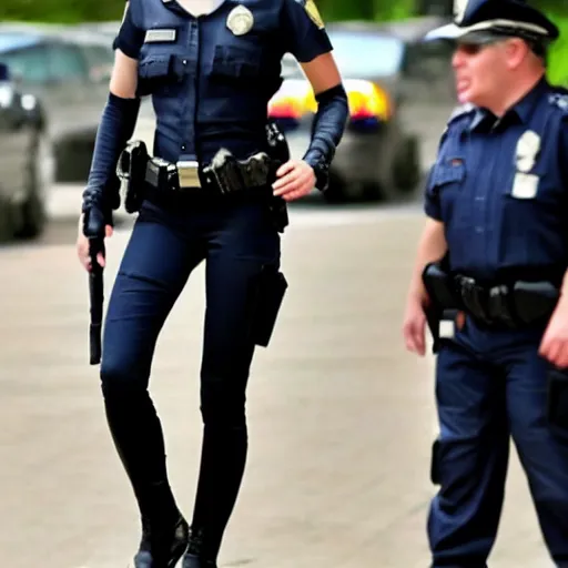 Prompt: gal gadot wearing cops uniform