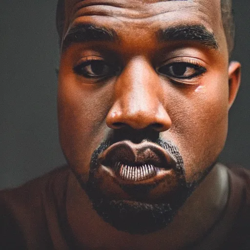 Image similar to the face of young kanye west at 3 1 years old, portrait by julia cameron, chiaroscuro lighting, shallow depth of field, 8 0 mm, f 1. 8