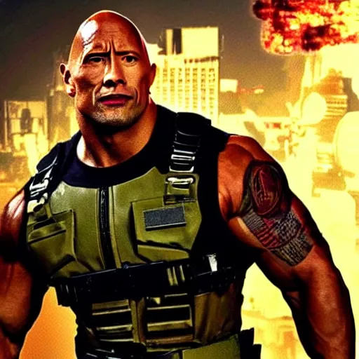 Image similar to dwayne johnson as doom guy