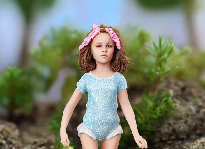 Image similar to 80mm resin detailed miniature of a girls in vacation , clothed in summer, 4K, Full body