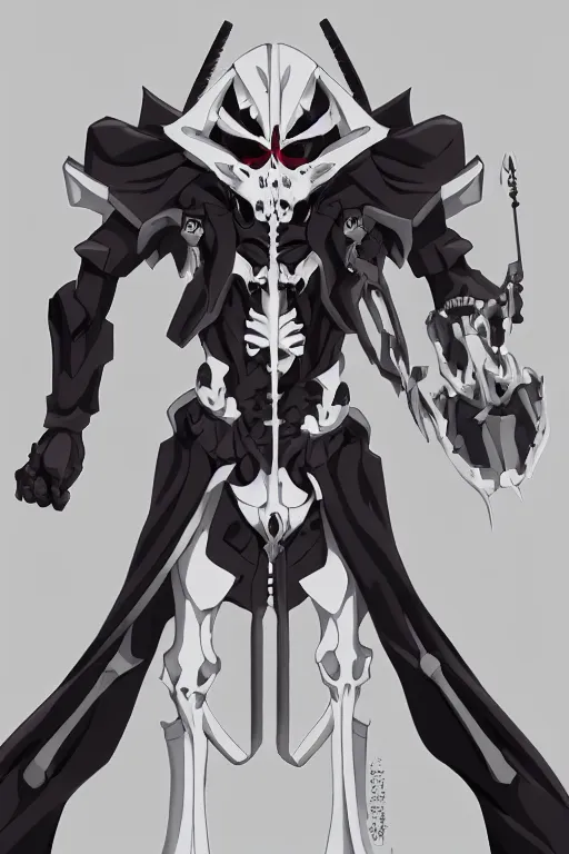 Prompt: a full body shot of the Grim Reaper by Studio Trigger, skeleton face, his eyes are red and glowing, sport pants, highly detailed, artstation,manga,style of SSSS.Gridman (2018),style of Gurren Lagann (2007)