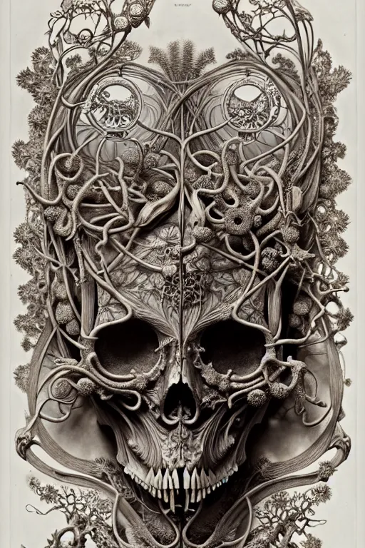 Image similar to art forms of nature by ernst haeckel, memento mori by arthur rackham, ornate antique porcelain beautiful skull mask, ultrasharp, photorealistic, hyperdetailed, octane render, polished, art nouveau, neo - gothic, gothic, intricate ornamental organic filigree, art nouveau botanicals, art forms of nature by ernst haeckel, horizontal symmetry, symbolist, visionary