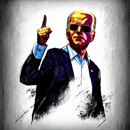 Image similar to joe biden wearing ebony armor gta 5 art style digital painting