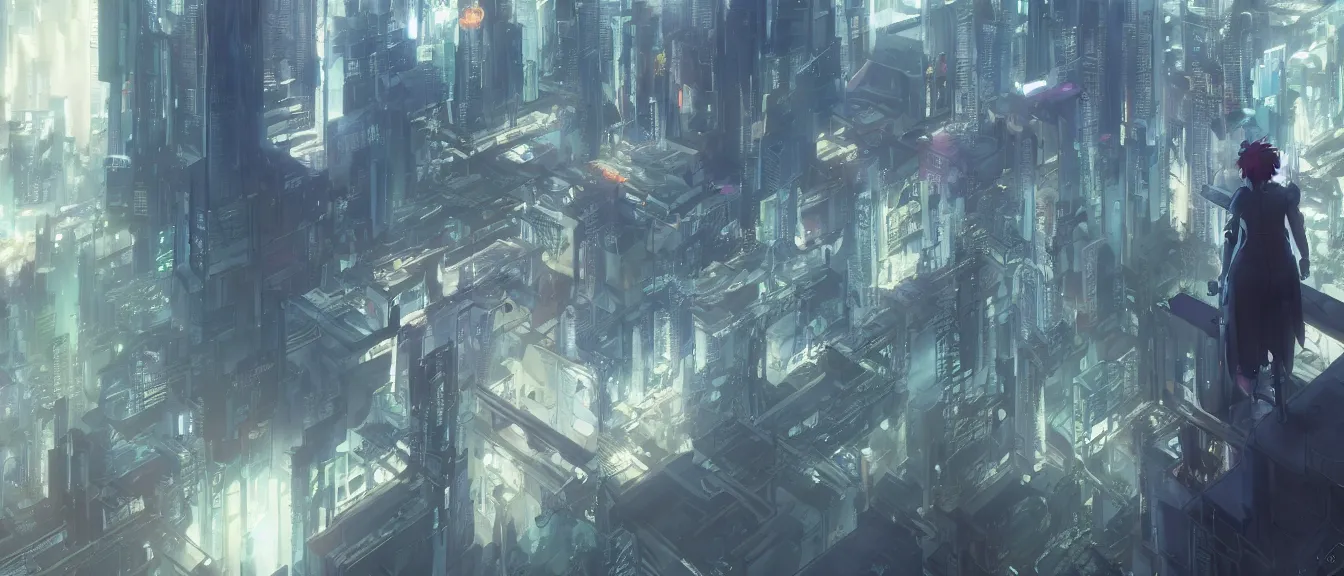 Image similar to ghost in the shell, unreal engine, fantasy art by greg, loish, rhads, ferdinand knab, makoto shinkai, lois van baarle, ilya kuvshinov, rossdraws, tom bagshaw, global illumination, radiant light, highly detailed intricate environment, isometric, onstudio ghibli, octane render, 8 k