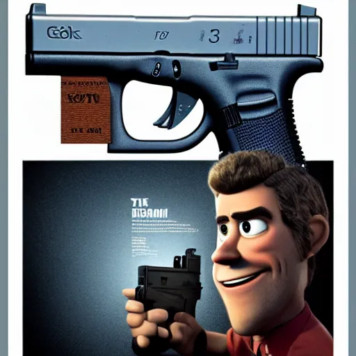 Prompt: Glock 19 movie poster, made by Pixar studios