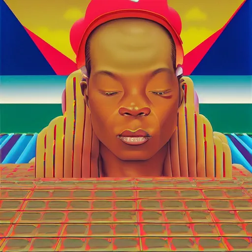 Prompt: hiphop cover art by shusei nagaoka, kaws, david rudnick, oil on canvas, bauhaus, surrealism, neoclassicism, renaissance, hyper realistic, pastell colours, cell shaded, 8 k - h 7 0 4