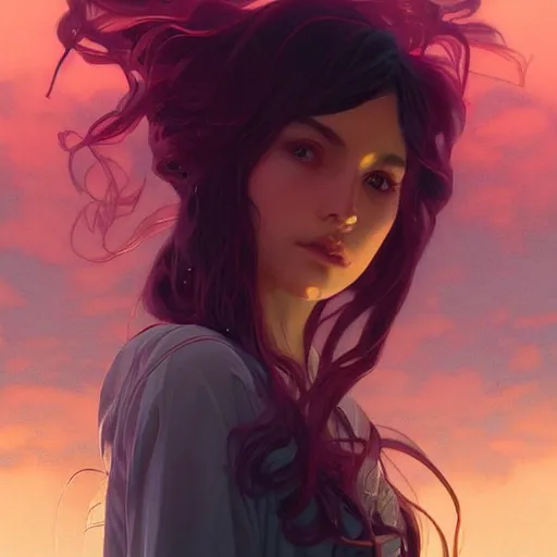 Image similar to beautiful, young woman, sad eyes, tears running down, vaporwave aesthetic, synthwave, digital painting, artstation, concept art, smooth, sharp focus, illustration, art by artgerm and greg rutkowski and alphonse mucha