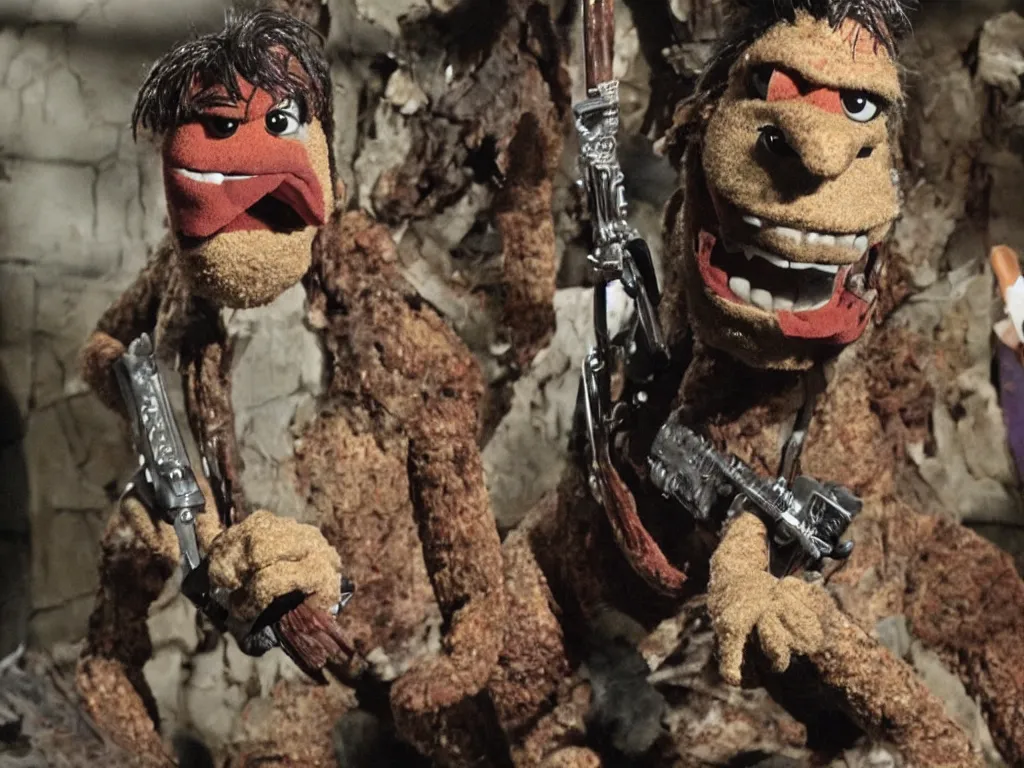 Image similar to Bruce Campbell as Ash in Evil Dead muppets