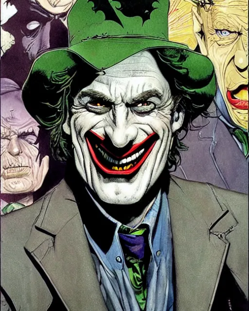 Image similar to portrait of saul goodman as the joker, batman mask, art by neil gaiman and peter elson, bernie wrightson