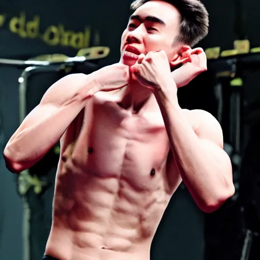 Image similar to jacob collier muscular oily