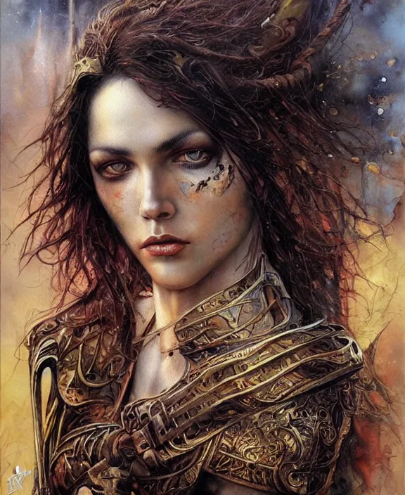 Prompt: a beautiful young medieval warrior, by karol bak, fine art, watercolor